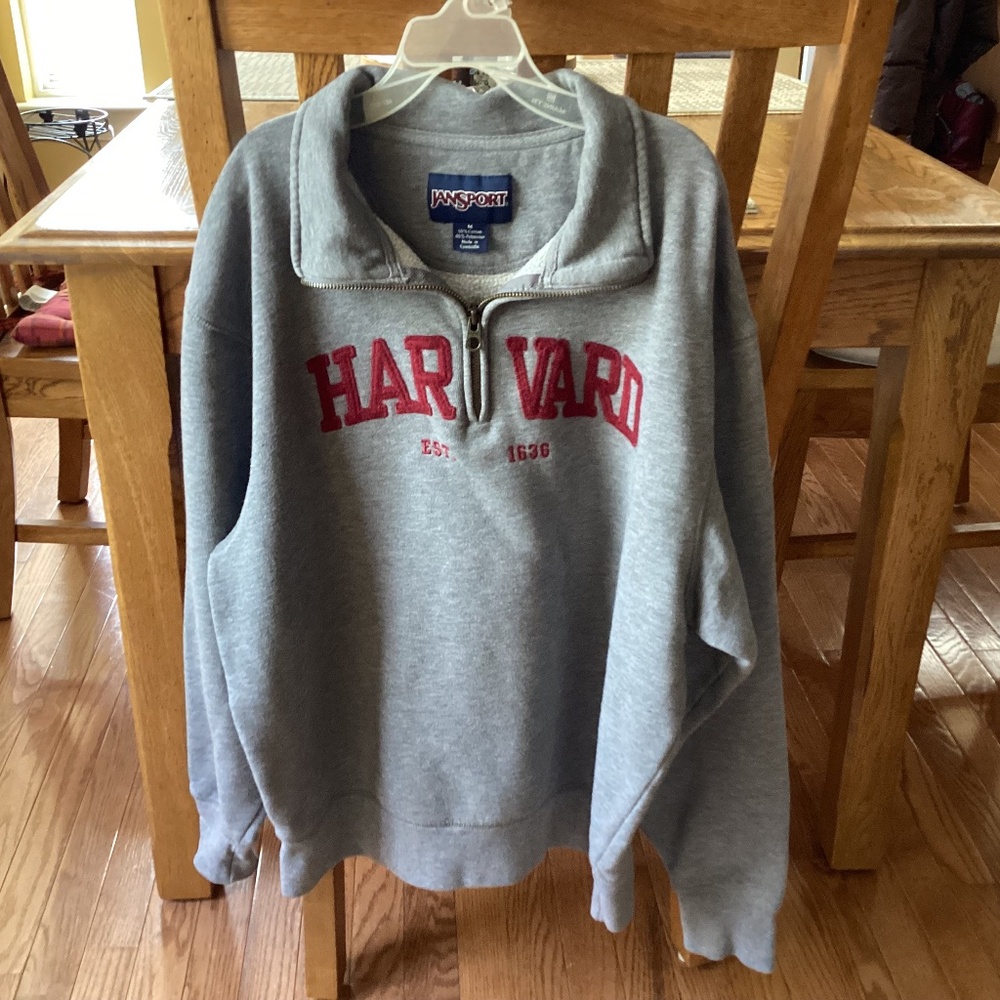 Jansport Harvard Quarter Zip Fleece Gray Sweatshirt Size M